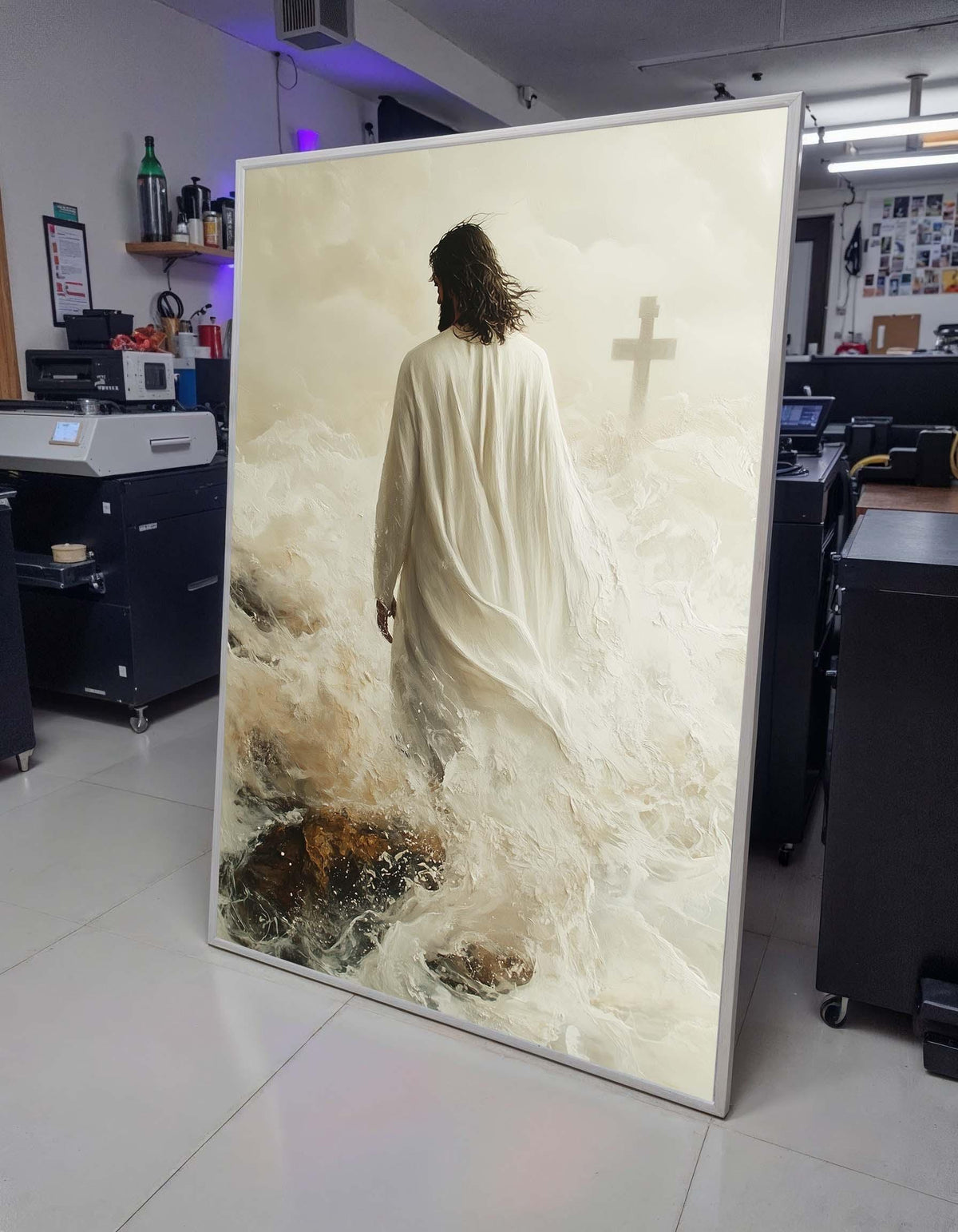 Path to Salvation Canvas Art, Jesus Walking Towards the Cross, Spiritual Journey Wall Decor, Inspirational Christian Artwork, Ready to Hang
