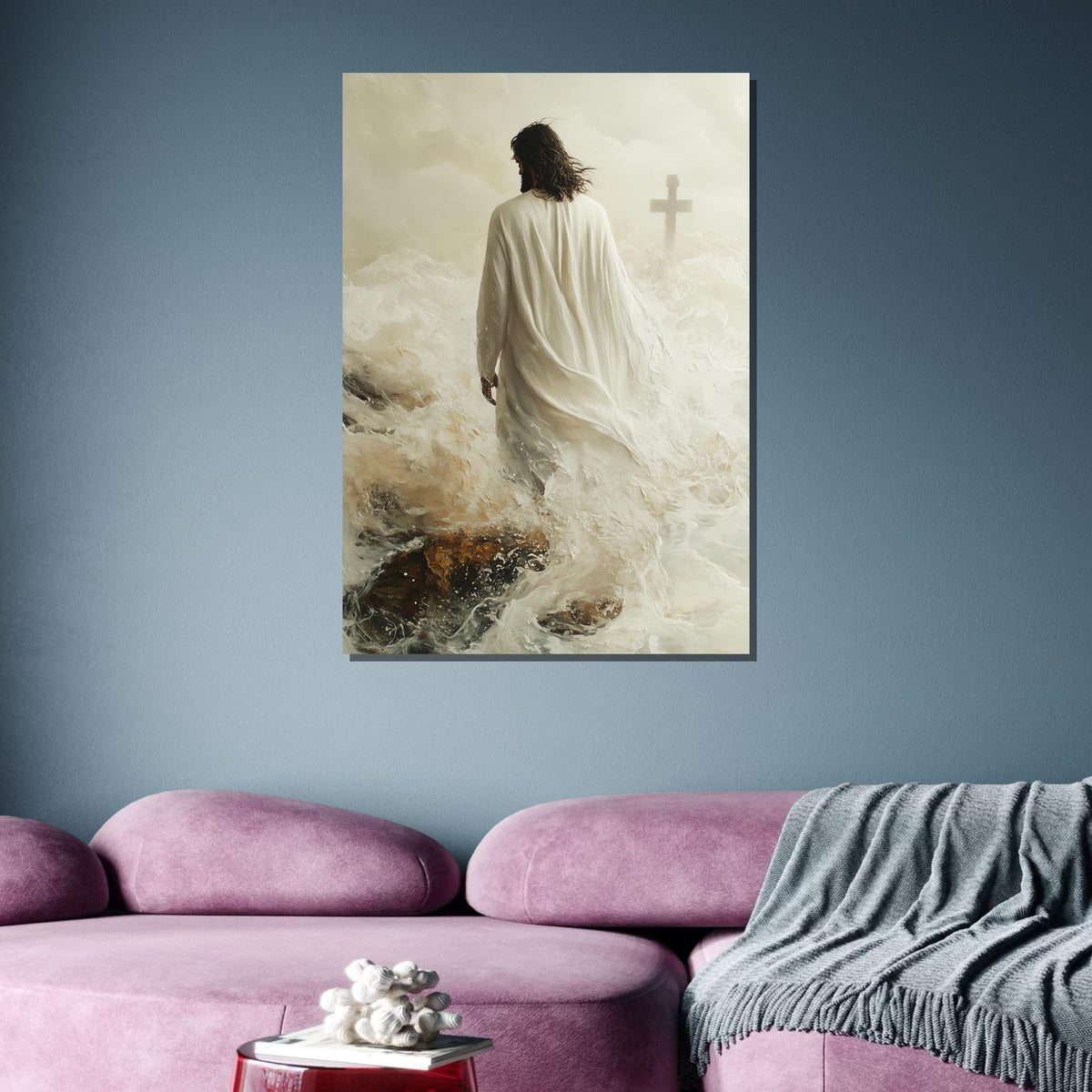 Path to Salvation Canvas Art, Jesus Walking Towards the Cross, Spiritual Journey Wall Decor, Inspirational Christian Artwork, Ready to Hang