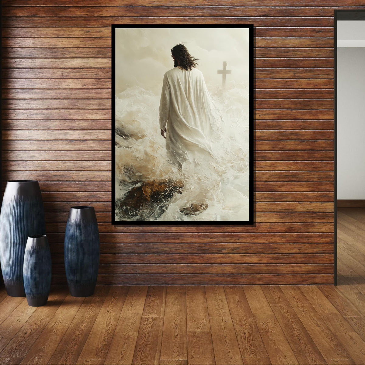 Path to Salvation Canvas Art, Jesus Walking Towards the Cross, Spiritual Journey Wall Decor, Inspirational Christian Artwork, Ready to Hang