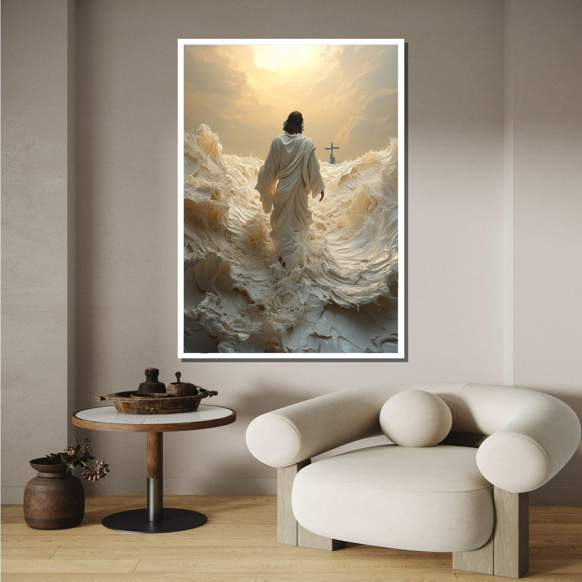 Path to Salvation Canvas Art, Jesus Walking Towards the Cross, Spiritual Journey Wall Decor, Inspirational Christian Artwork, Ready to Hang