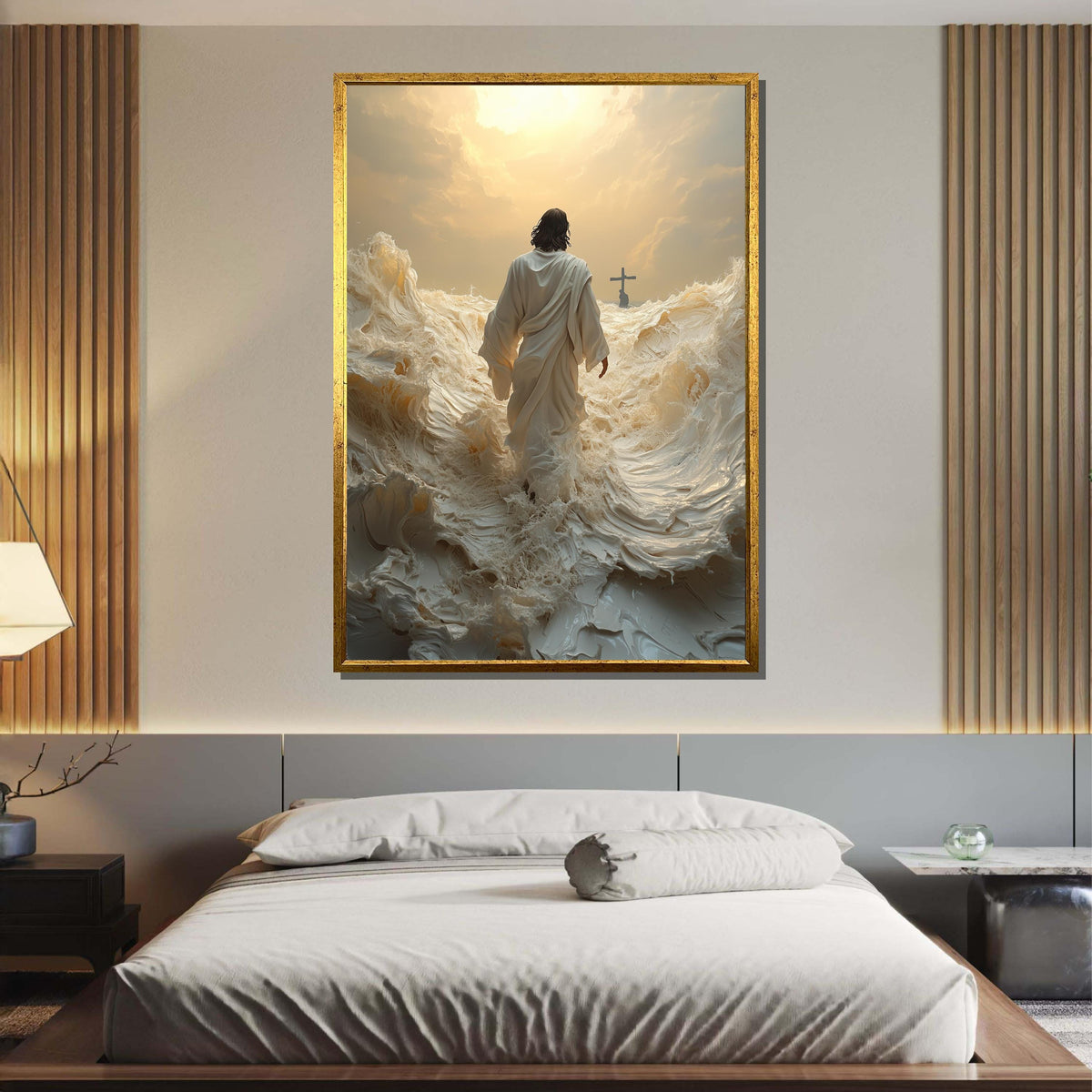 Path to Salvation Canvas Art, Jesus Walking Towards the Cross, Spiritual Journey Wall Decor, Inspirational Christian Artwork, Ready to Hang