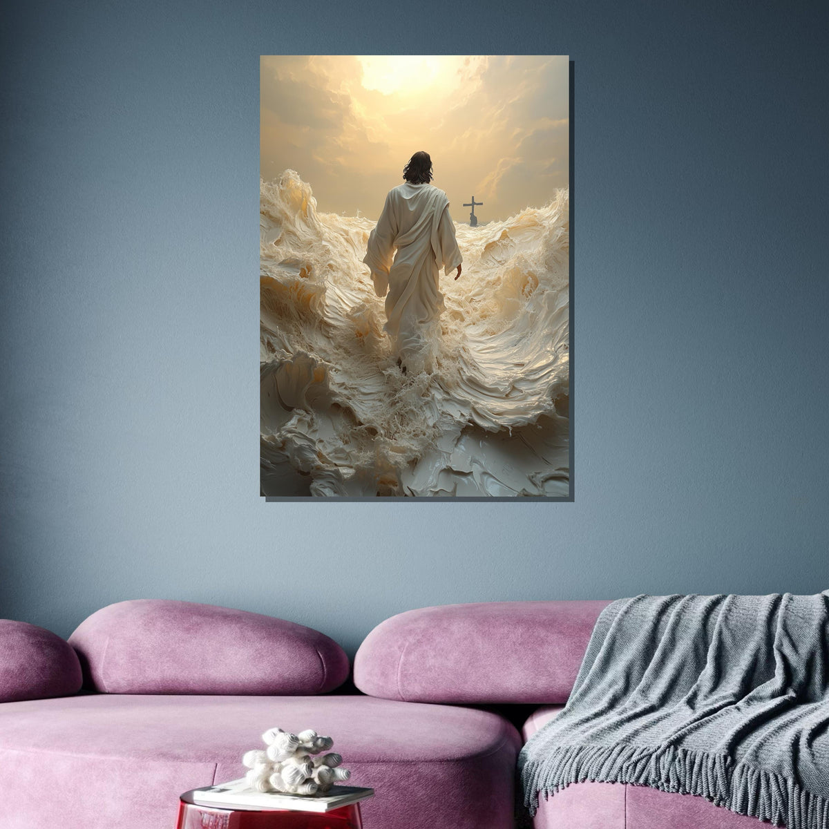 Path to Salvation Canvas Art, Jesus Walking Towards the Cross, Spiritual Journey Wall Decor, Inspirational Christian Artwork, Ready to Hang