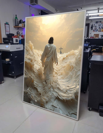 Path to Salvation Canvas Art, Jesus Walking Towards the Cross, Spiritual Journey Wall Decor, Inspirational Christian Artwork, Ready to Hang