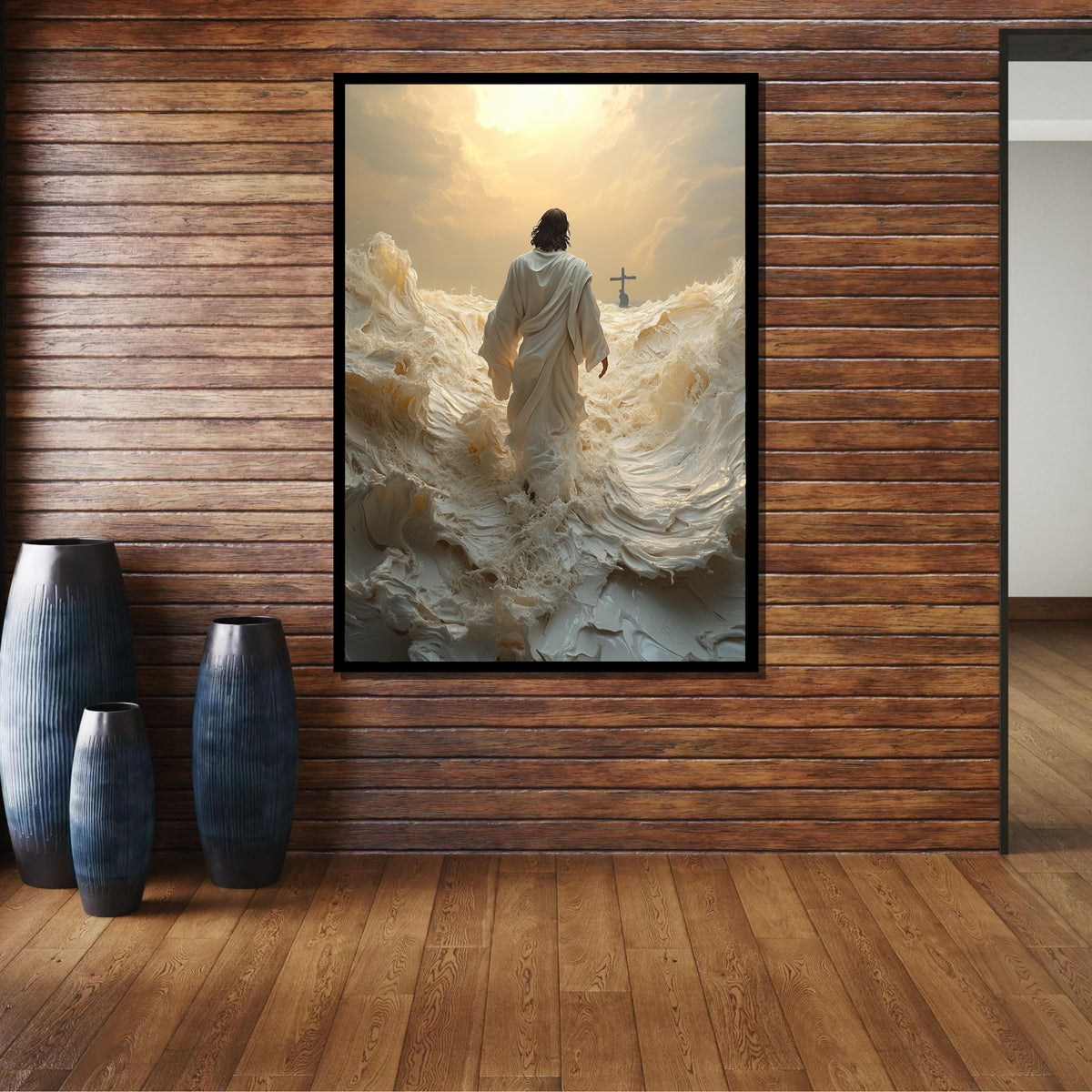 Path to Salvation Canvas Art, Jesus Walking Towards the Cross, Spiritual Journey Wall Decor, Inspirational Christian Artwork, Ready to Hang