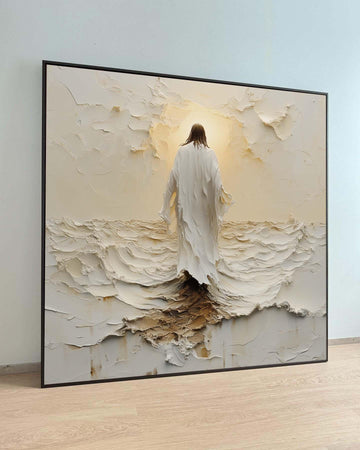Divine Journey Canvas Art, Jesus Walking in Light, Christian Faith Wall Decor, Spiritual Serenity Artwork, Ready to Hang, Large Wall Art