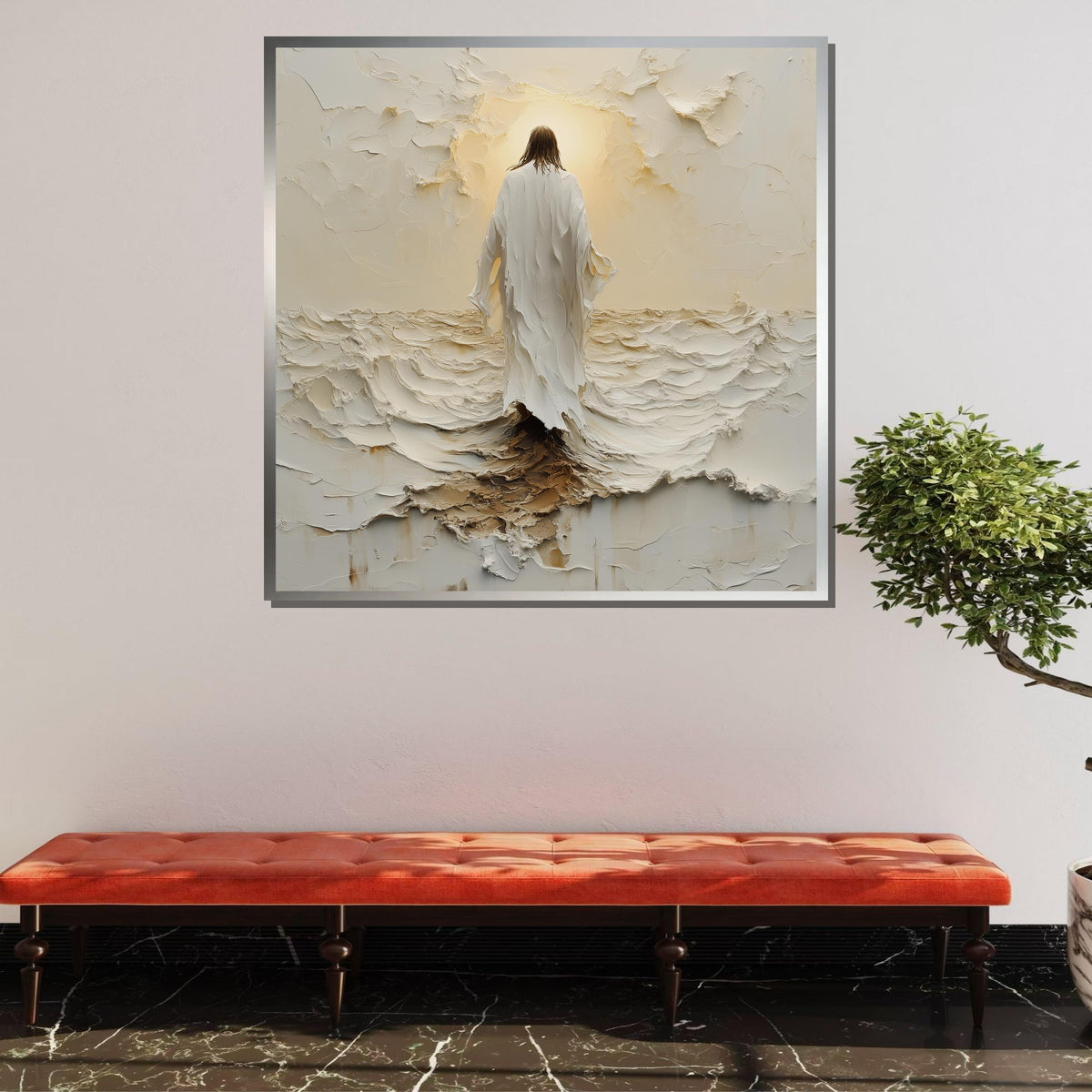 Divine Journey Canvas Art, Jesus Walking in Light, Christian Faith Wall Decor, Spiritual Serenity Artwork, Ready to Hang, Large Wall Art