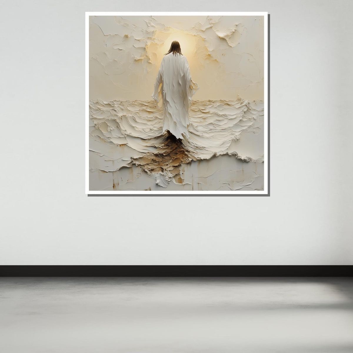 Divine Journey Canvas Art, Jesus Walking in Light, Christian Faith Wall Decor, Spiritual Serenity Artwork, Ready to Hang, Large Wall Art
