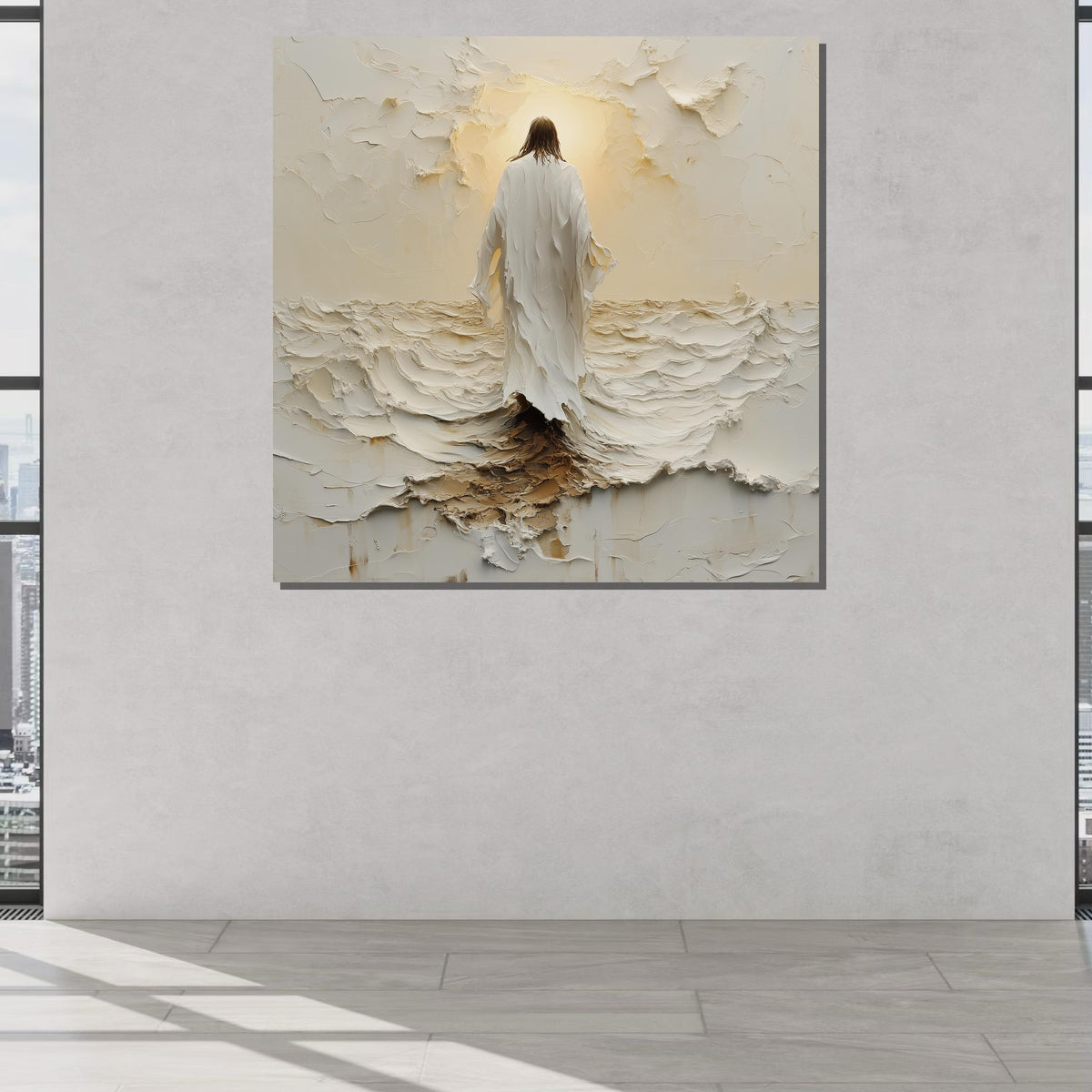 Divine Journey Canvas Art, Jesus Walking in Light, Christian Faith Wall Decor, Spiritual Serenity Artwork, Ready to Hang, Large Wall Art