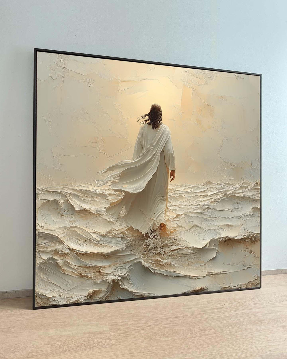 Divine Journey Canvas Art, Jesus Walking in Light, Christian Faith Wall Decor, Spiritual Serenity Artwork, Ready to Hang, Large Wall Art