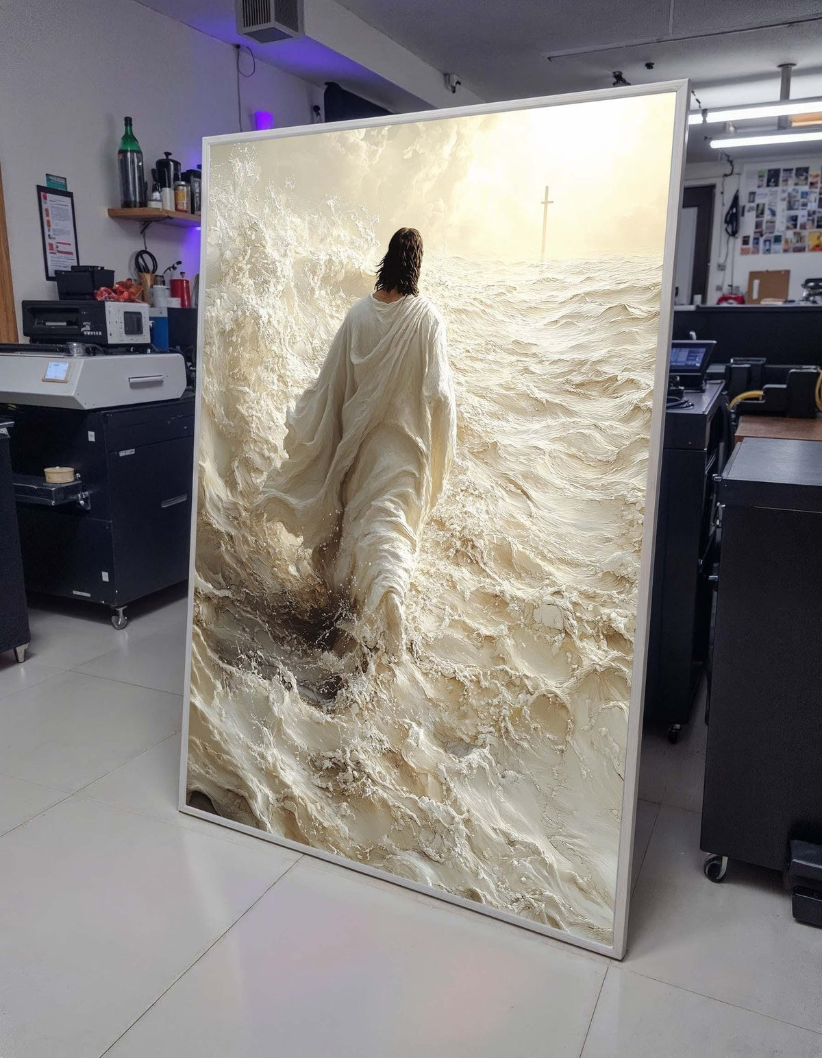 Divine Walk Canvas Art, Jesus in Ethereal Desert, Spiritual Journey Wall Art, Sacred Minimalist Decor,Christian Wall Art, Ready to Hang