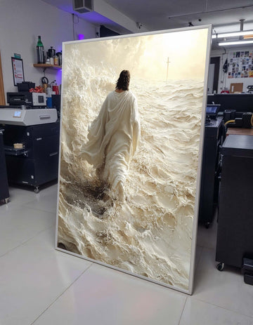 Divine Walk Canvas Art, Jesus in Ethereal Desert, Spiritual Journey Wall Art, Sacred Minimalist Decor,Christian Wall Art, Ready to Hang
