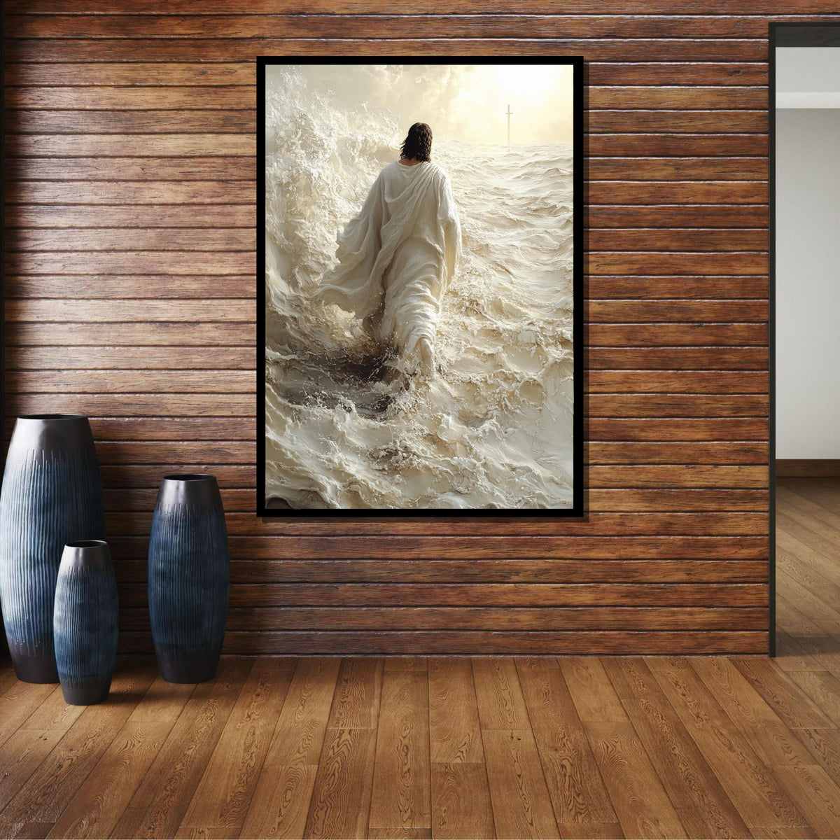 Divine Walk Canvas Art, Jesus in Ethereal Desert, Spiritual Journey Wall Art, Sacred Minimalist Decor,Christian Wall Art, Ready to Hang