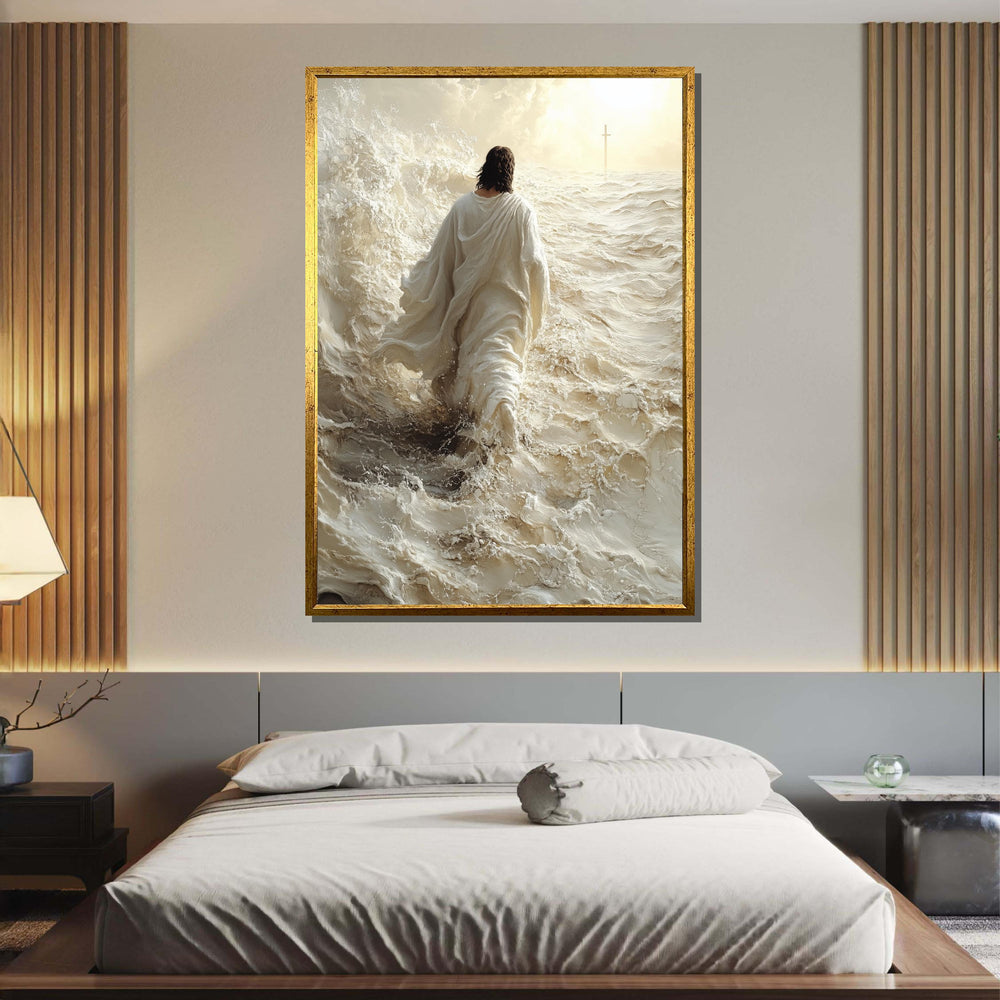 Divine Walk Canvas Art, Jesus in Ethereal Desert, Spiritual Journey Wall Art, Sacred Minimalist Decor,Christian Wall Art, Ready to Hang