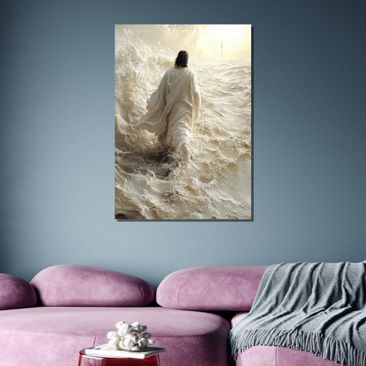 Divine Walk Canvas Art, Jesus in Ethereal Desert, Spiritual Journey Wall Art, Sacred Minimalist Decor,Christian Wall Art, Ready to Hang