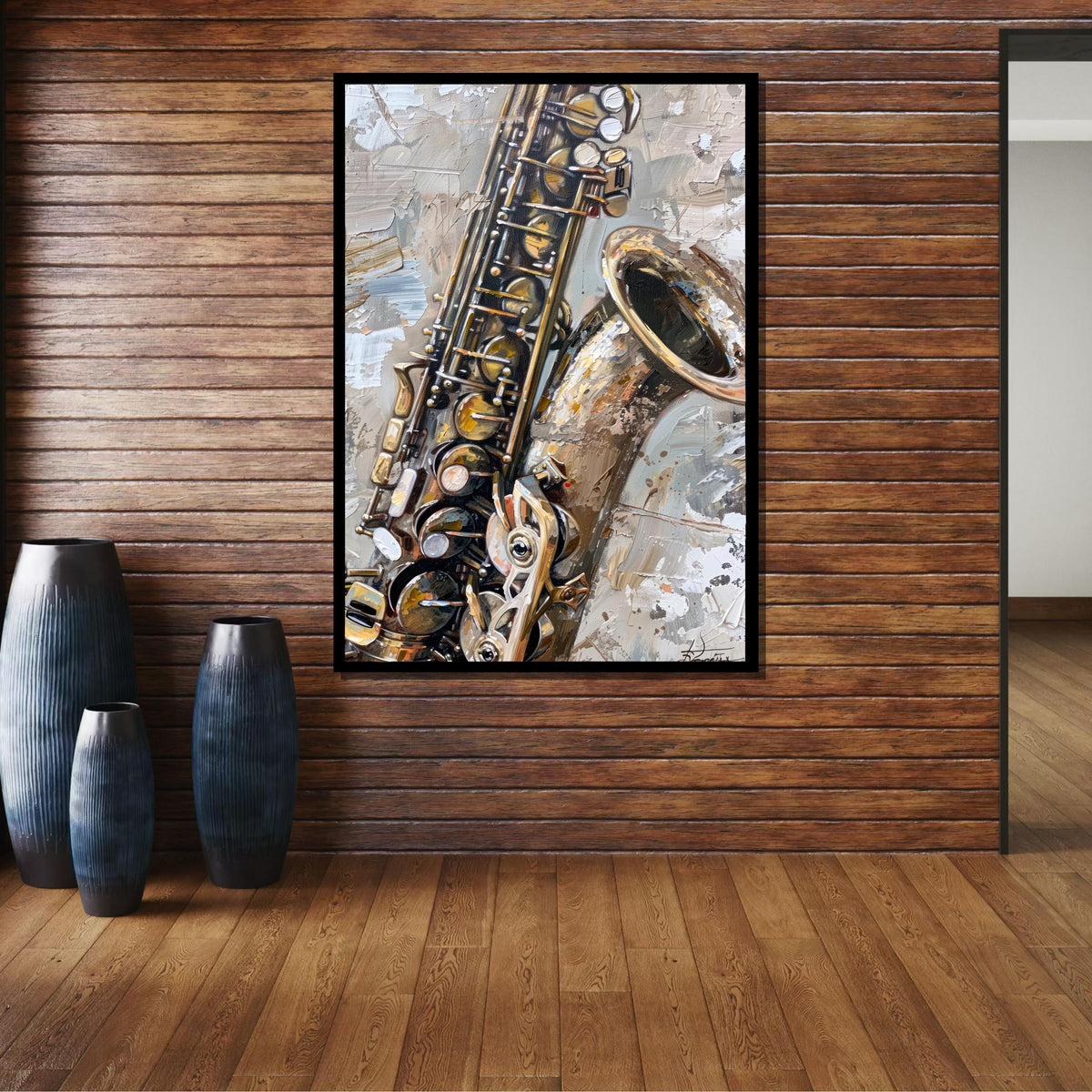 Saxophone Close-Up Painting - Realistic Music Instrument Wall Art, Jazz Lover Decor, Detailed Art for Musicians, Music Canvas Art