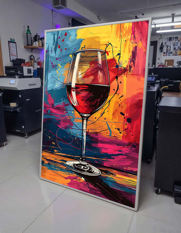 Colorful Wine Glass Abstract Art - Vibrant Modern Wine Print, Bold Dining Room or Bar Wall Decor, Perfect Gift for Wine Lovers,Ready to Hang