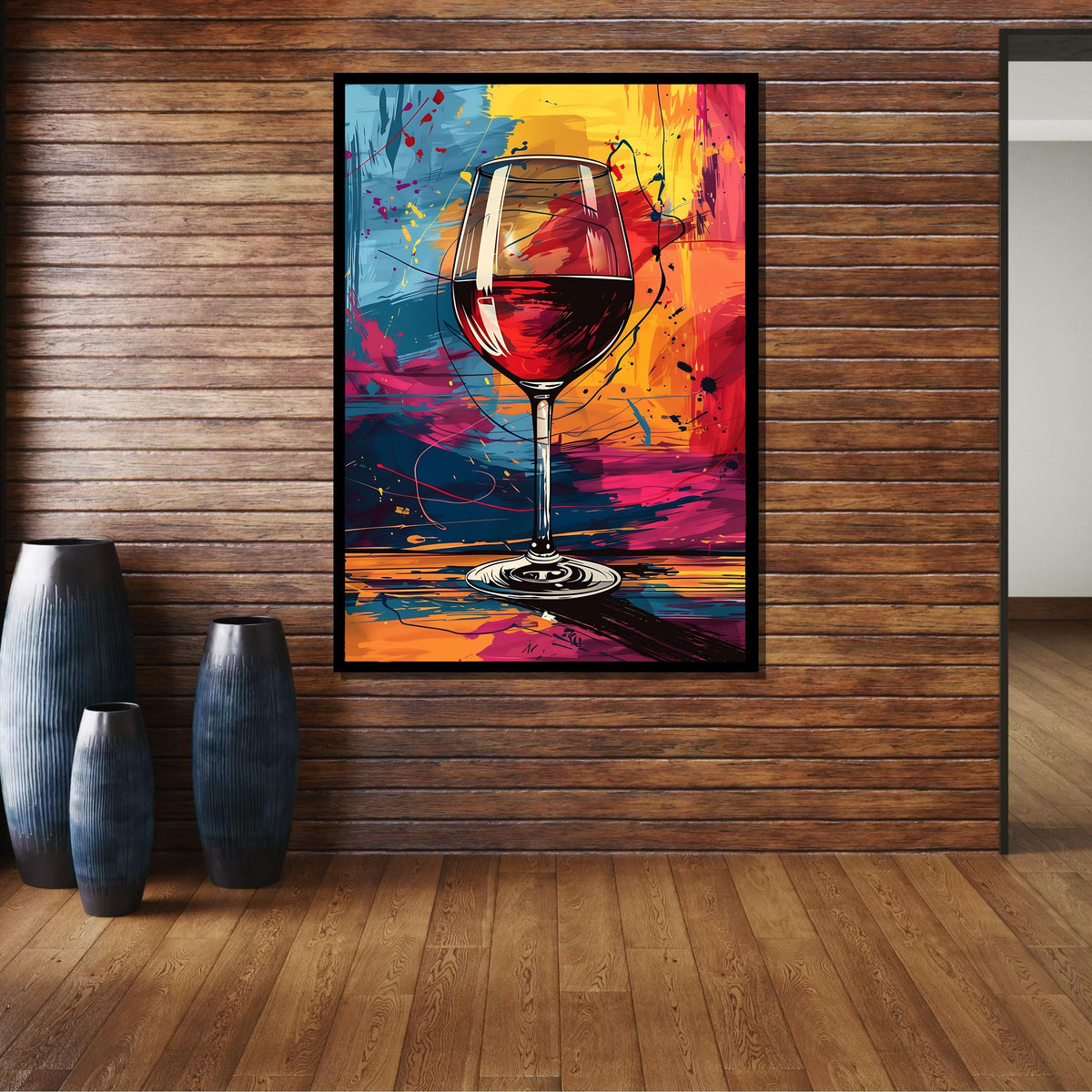 Colorful Wine Glass Abstract Art - Vibrant Modern Wine Print, Bold Dining Room or Bar Wall Decor, Perfect Gift for Wine Lovers,Ready to Hang
