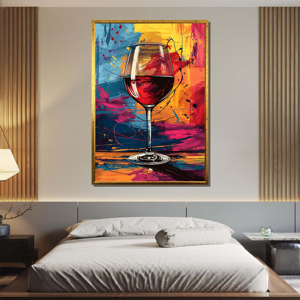 Colorful Wine Glass Abstract Art - Vibrant Modern Wine Print, Bold Dining Room or Bar Wall Decor, Perfect Gift for Wine Lovers,Ready to Hang