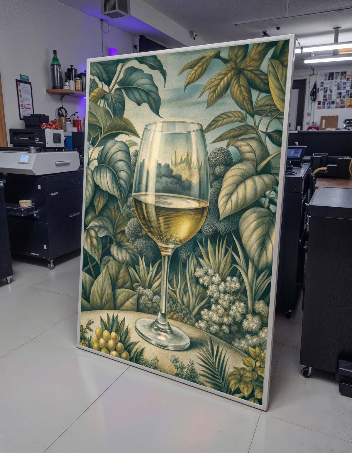 Wine Glass in Nature Art - Reflective and Botanical Wine Decor, Perfect for Nature and Wine Lovers' Wall Art, Perfect Gift for Wine Lovers