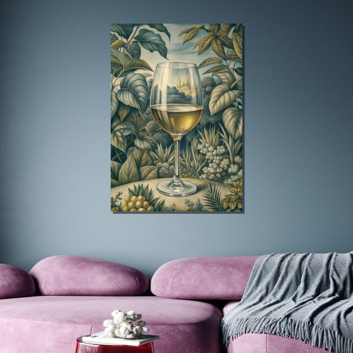 Wine Glass in Nature Art - Reflective and Botanical Wine Decor, Perfect for Nature and Wine Lovers' Wall Art, Perfect Gift for Wine Lovers