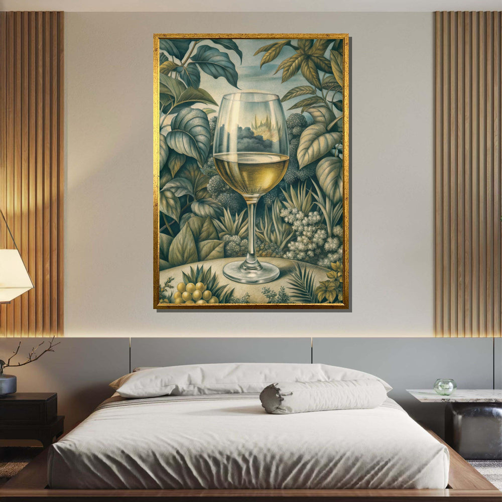 Wine Glass in Nature Art - Reflective and Botanical Wine Decor, Perfect for Nature and Wine Lovers' Wall Art, Perfect Gift for Wine Lovers