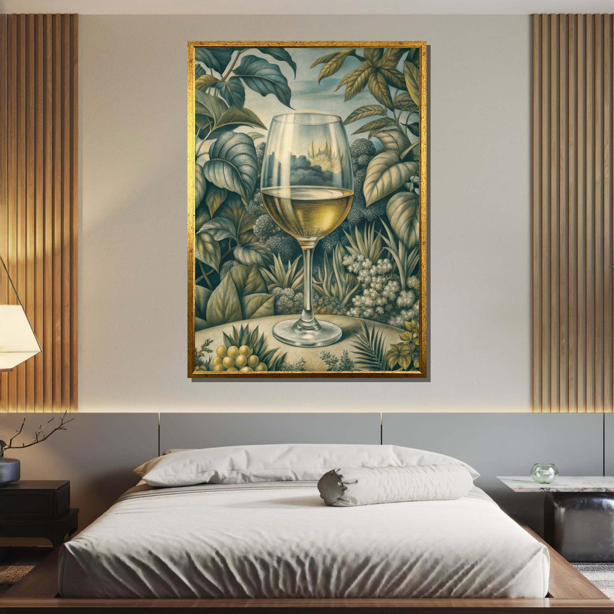 Wine Glass in Nature Art - Reflective and Botanical Wine Decor, Perfect for Nature and Wine Lovers' Wall Art, Perfect Gift for Wine Lovers