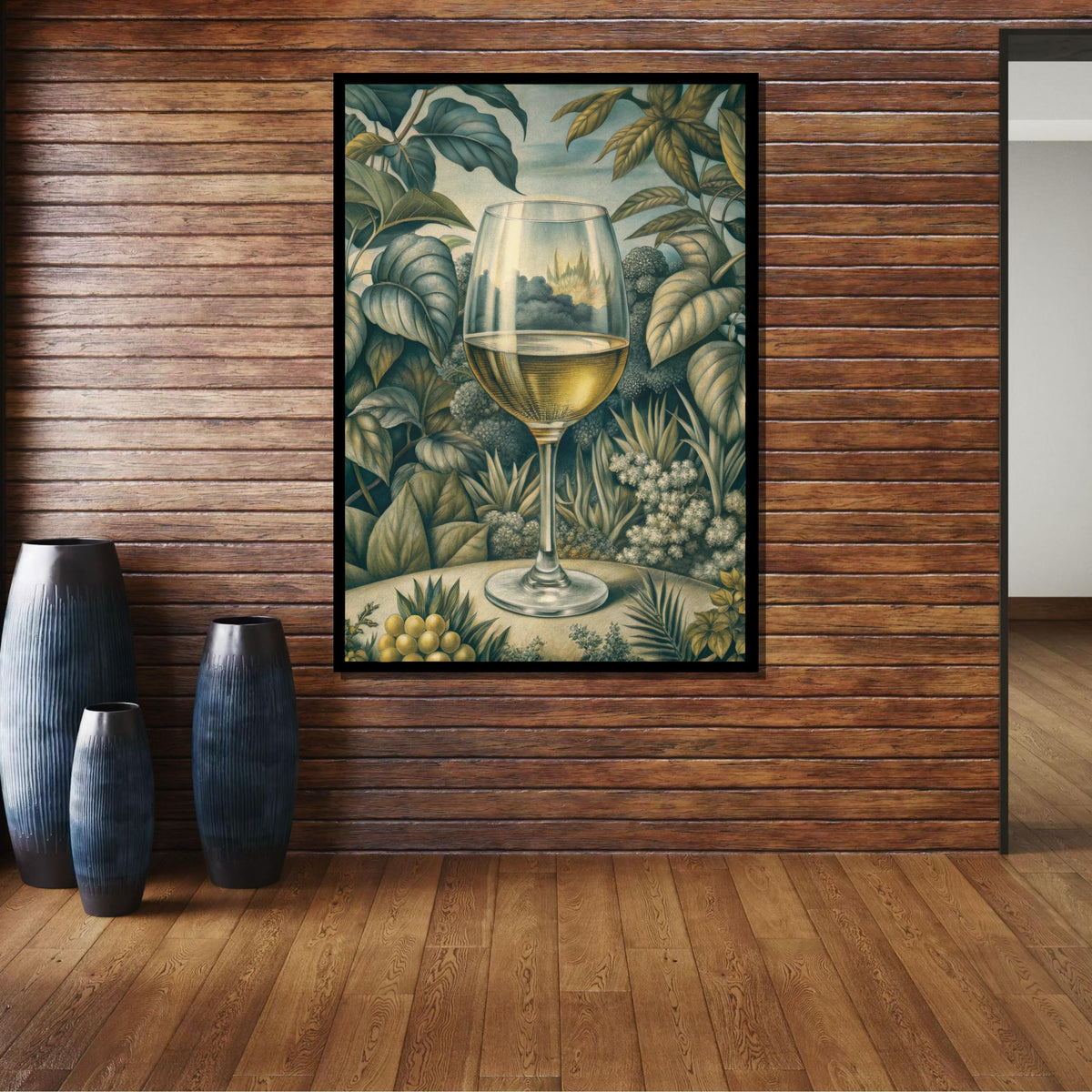 Wine Glass in Nature Art - Reflective and Botanical Wine Decor, Perfect for Nature and Wine Lovers' Wall Art, Perfect Gift for Wine Lovers
