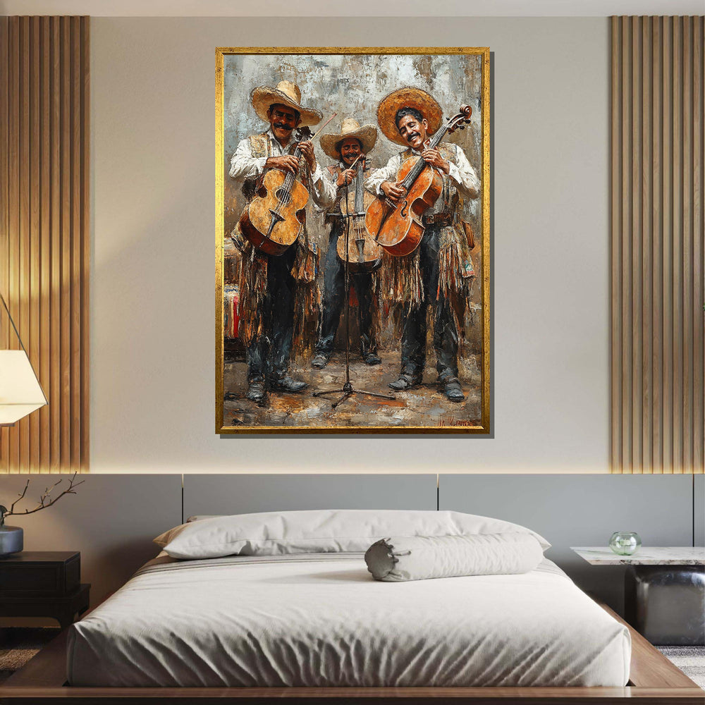 Mexican Mariachi Band Canvas, Traditional Musicians Wall Art, Rustic Cultural Painting, Cultural Wall Decor,Music Lovers,Music Canvas Art