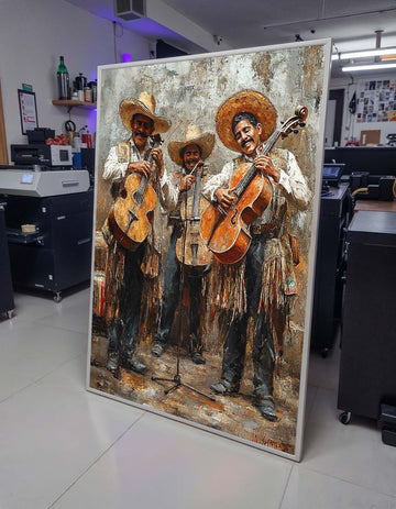 Mexican Mariachi Band Canvas, Traditional Musicians Wall Art, Rustic Cultural Painting, Cultural Wall Decor,Music Lovers,Music Canvas Art