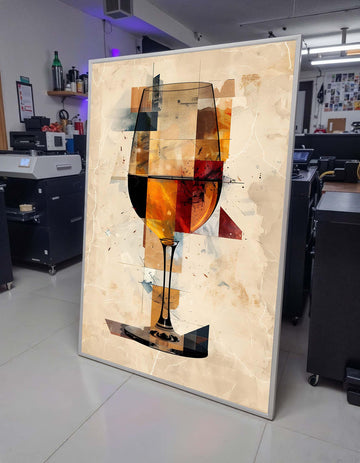 Geometric Wine Glass Art Print - Abstract Drink Decor, Modern Wall Art for Wine Enthusiasts and Home Bars, Perfect Gift for Wine Lovers