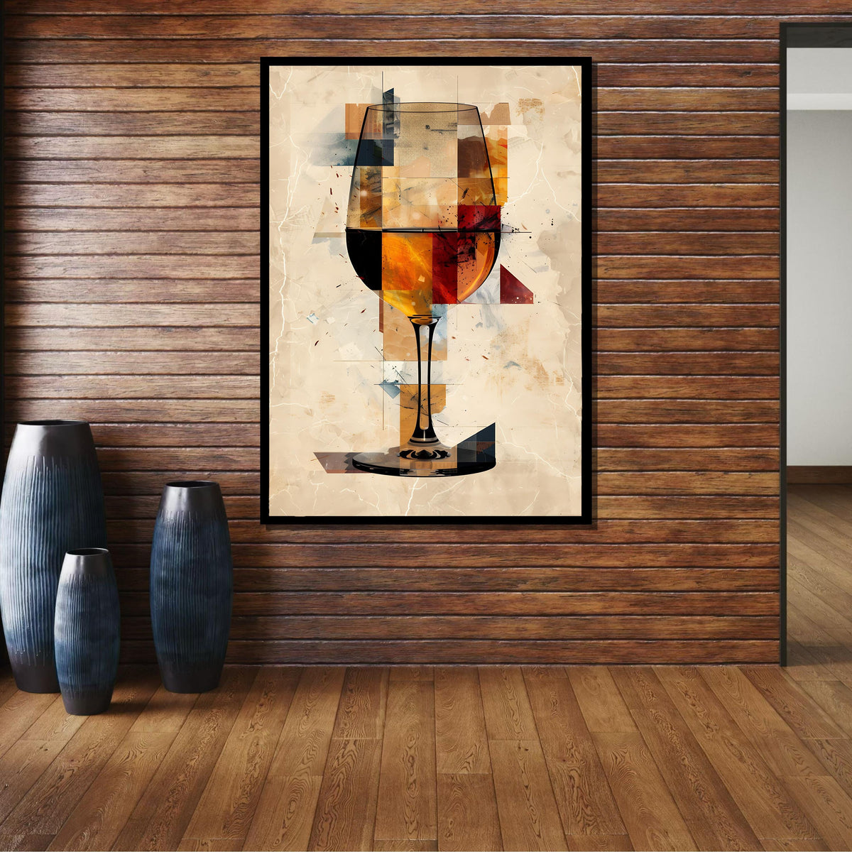 Geometric Wine Glass Art Print - Abstract Drink Decor, Modern Wall Art for Wine Enthusiasts and Home Bars, Perfect Gift for Wine Lovers