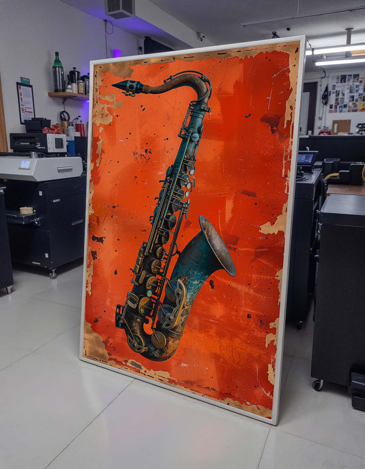 Bold Saxophone Art on Red Background - Stylish Jazz Music Decor, Unique Wall Art for Saxophone and Jazz Fans, Music Canvas Art