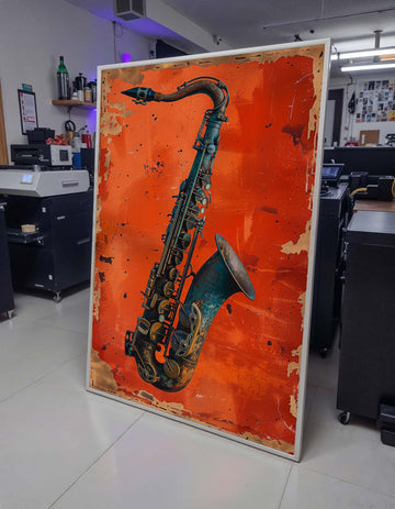 Bold Saxophone Art on Red Background - Stylish Jazz Music Decor, Unique Wall Art for Saxophone and Jazz Fans, Music Canvas Art