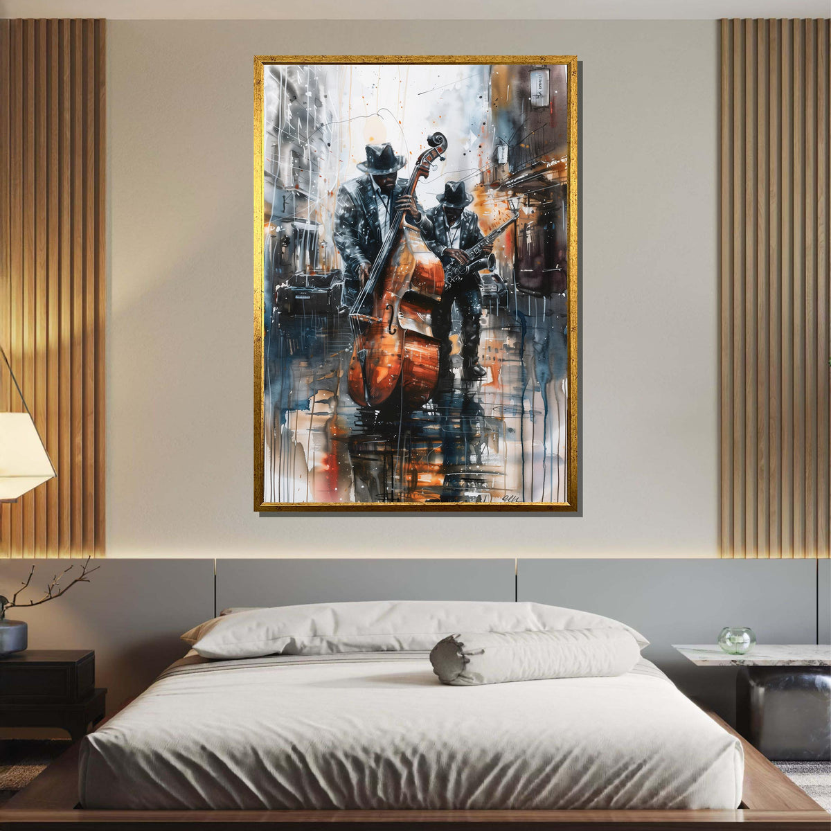 Jazz Musicians Street Art - Urban Music Decor, Cool Wall Art for Jazz Lovers, Unique Instrument Painting,Music Lovers,Music Canvas Art