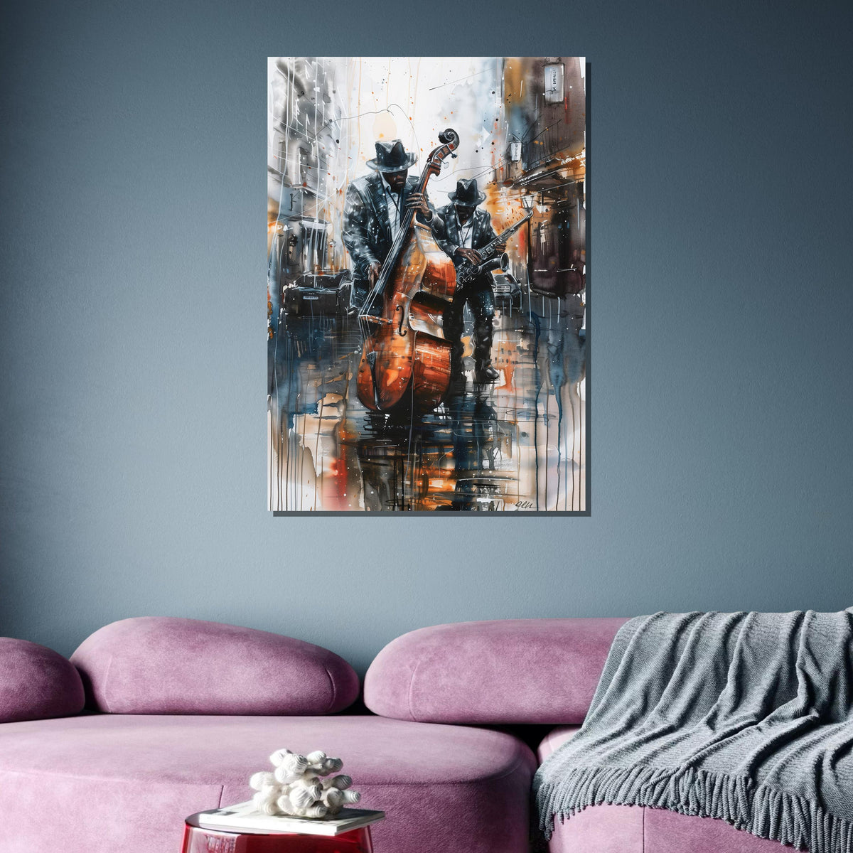 Jazz Musicians Street Art - Urban Music Decor, Cool Wall Art for Jazz Lovers, Unique Instrument Painting,Music Lovers,Music Canvas Art