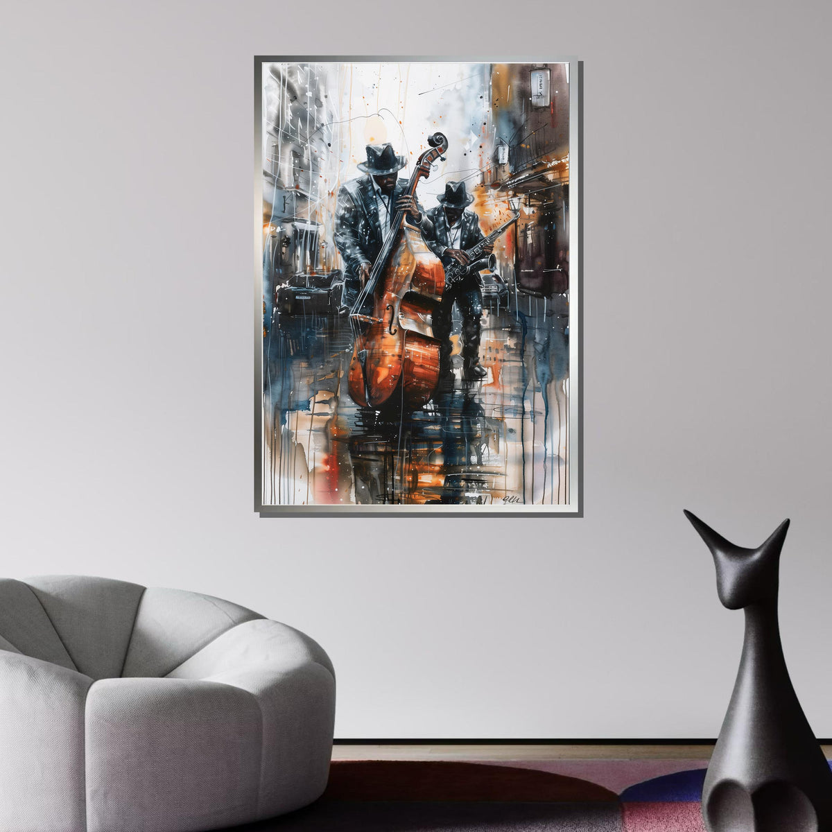 Jazz Musicians Street Art - Urban Music Decor, Cool Wall Art for Jazz Lovers, Unique Instrument Painting,Music Lovers,Music Canvas Art