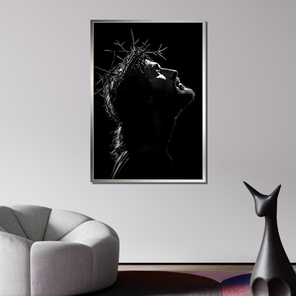 Jesus Crown of Thorns Black & White Print - Striking Religious Wall Art in Minimalist Style,Spiritual Wall Decor ,Christian Gift