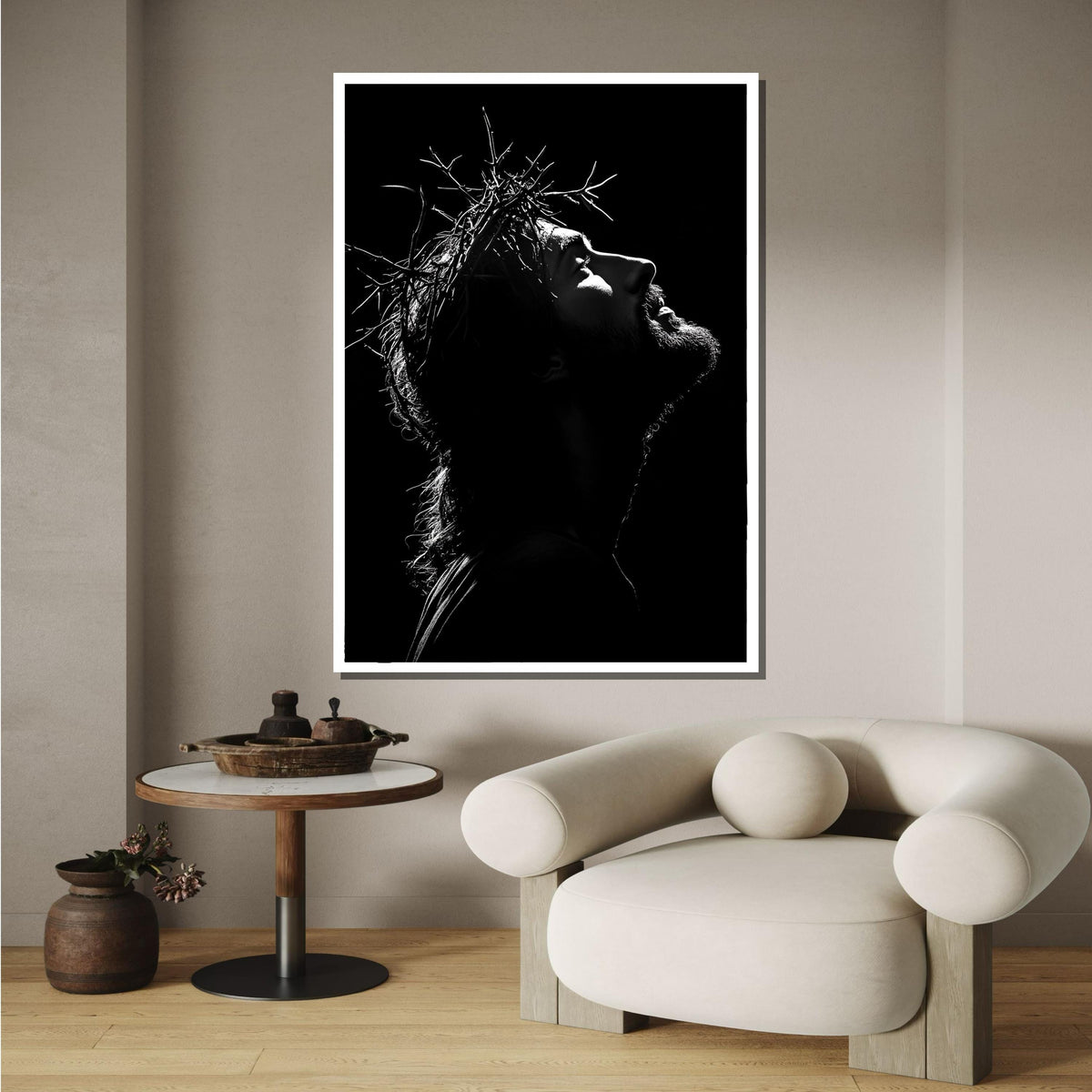 Jesus Crown of Thorns Black & White Print - Striking Religious Wall Art in Minimalist Style,Spiritual Wall Decor ,Christian Gift
