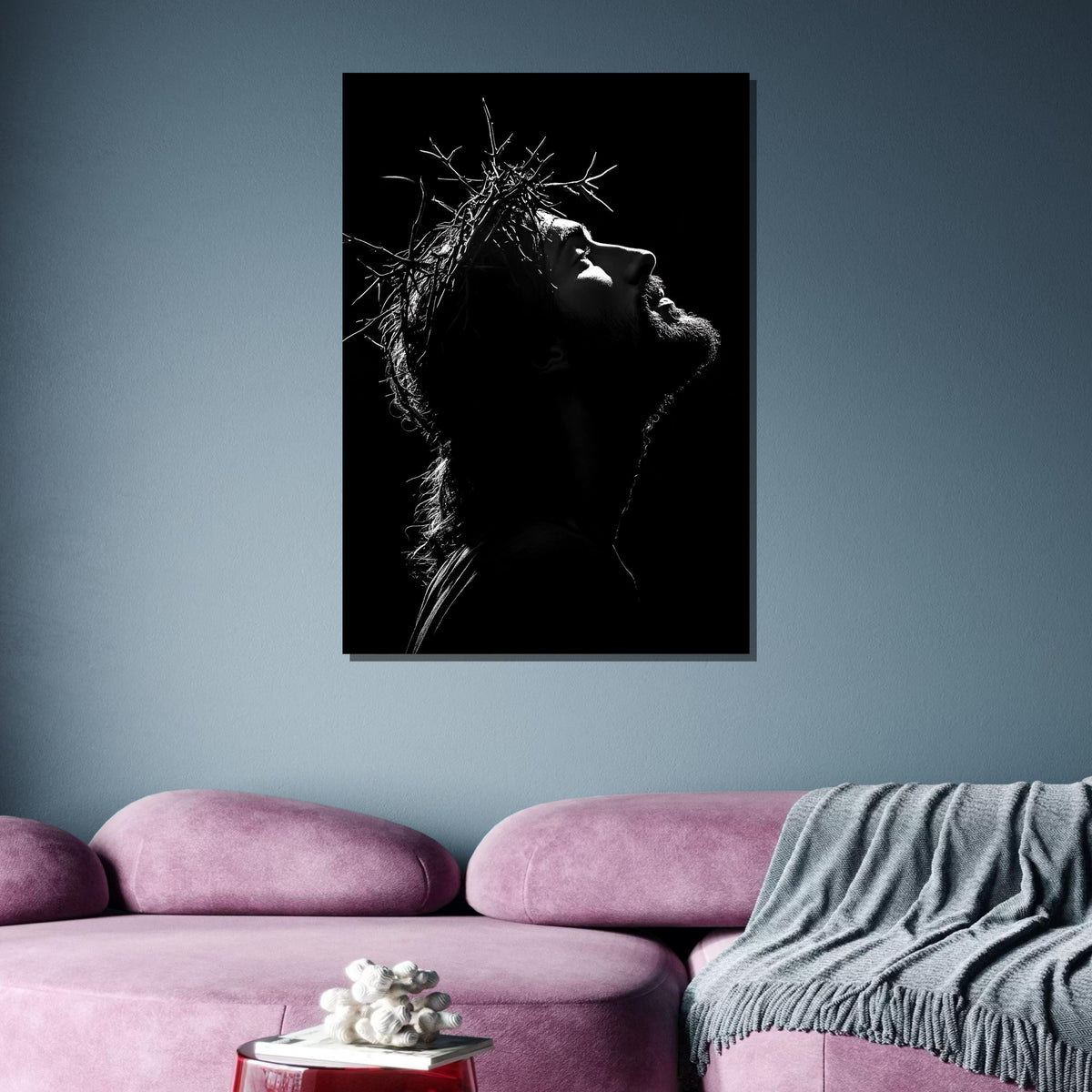 Jesus Crown of Thorns Black & White Print - Striking Religious Wall Art in Minimalist Style,Spiritual Wall Decor ,Christian Gift