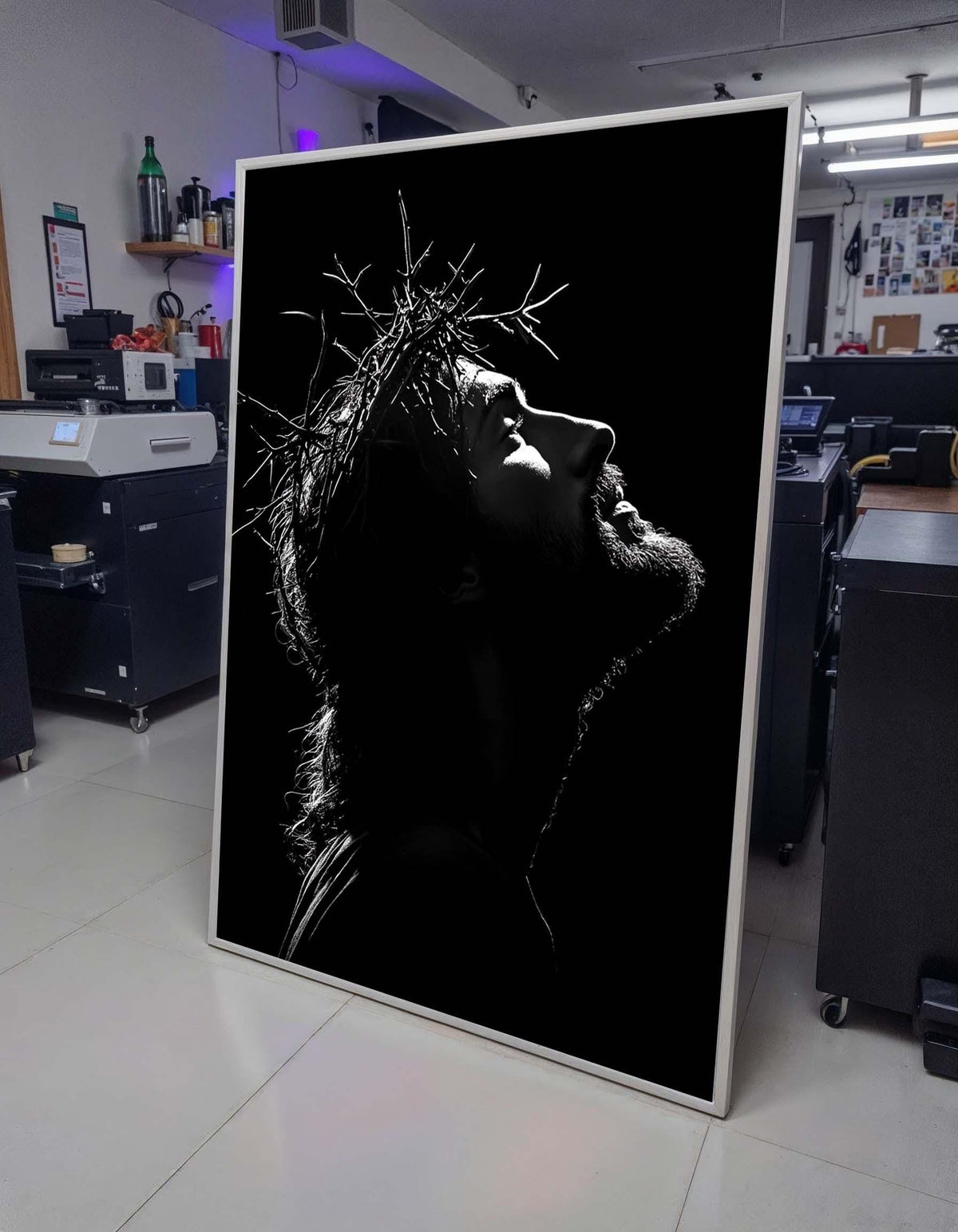 Jesus Crown of Thorns Black & White Print - Striking Religious Wall Art in Minimalist Style,Spiritual Wall Decor ,Christian Gift