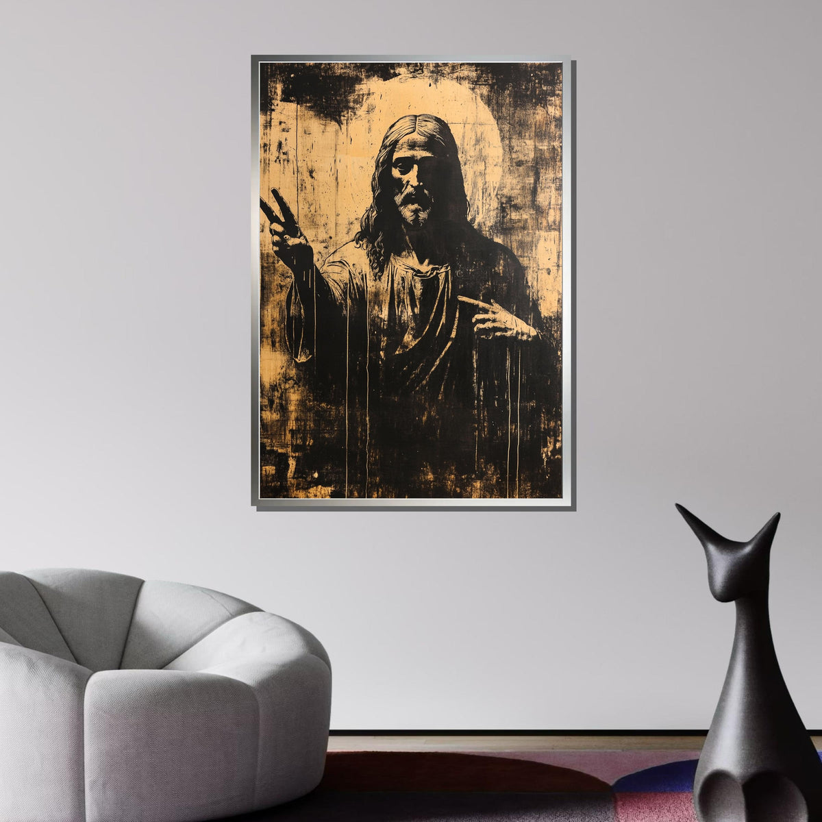 Rustic Jesus Artwork - Vintage-Style Religious Wall Art with Peaceful Message,Spiritual Wall Decor ,Christian Gift