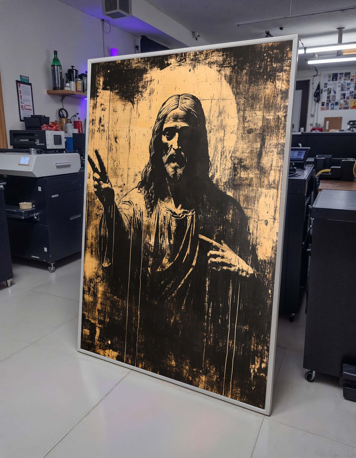 Rustic Jesus Artwork - Vintage-Style Religious Wall Art with Peaceful Message,Spiritual Wall Decor ,Christian Gift