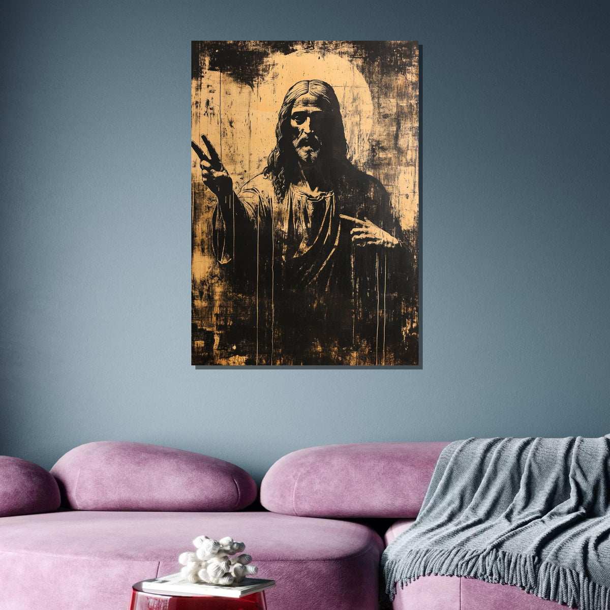 Rustic Jesus Artwork - Vintage-Style Religious Wall Art with Peaceful Message,Spiritual Wall Decor ,Christian Gift