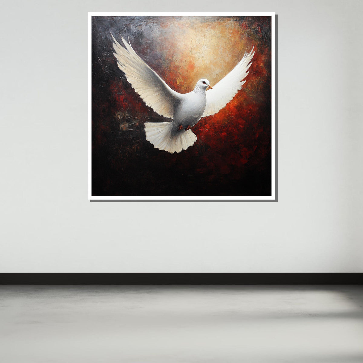 Peaceful White Dove Canvas, Symbol of Peace Art Print, Spiritual Wall Decor, Dove Wall Art for Home,Spiritual Wall Decor,Divine Light Canvas
