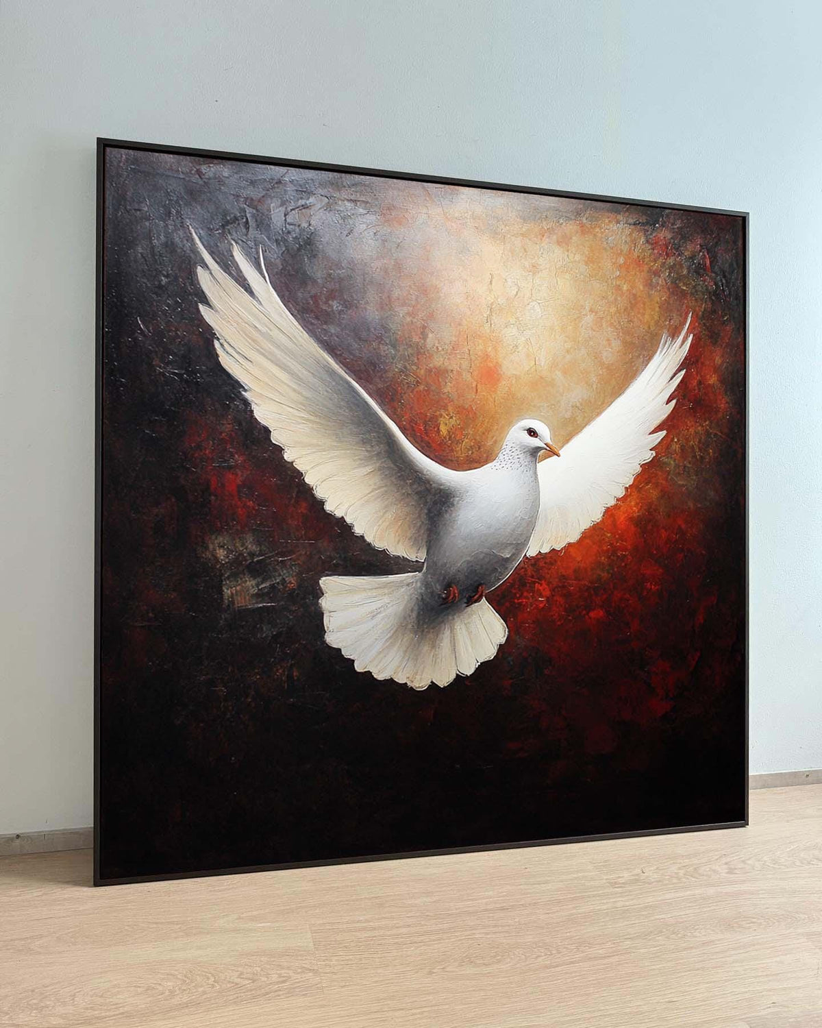 Peaceful White Dove Canvas, Symbol of Peace Art Print, Spiritual Wall Decor, Dove Wall Art for Home,Spiritual Wall Decor,Divine Light Canvas