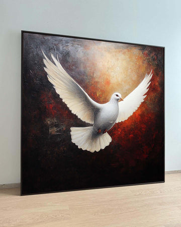 Peaceful White Dove Canvas, Symbol of Peace Art Print, Spiritual Wall Decor, Dove Wall Art for Home,Spiritual Wall Decor,Divine Light Canvas