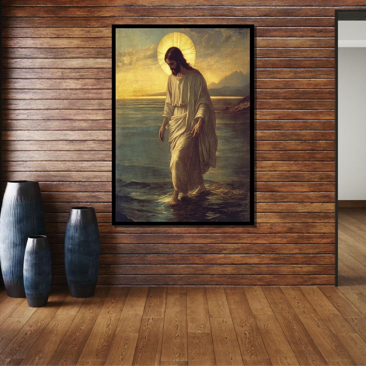 Jesus Walking on Water Canvas, Sacred Art Print, Divine Wall Decor, Inspirational Christian Art, Spiritual Home Decor ,Christian Gift