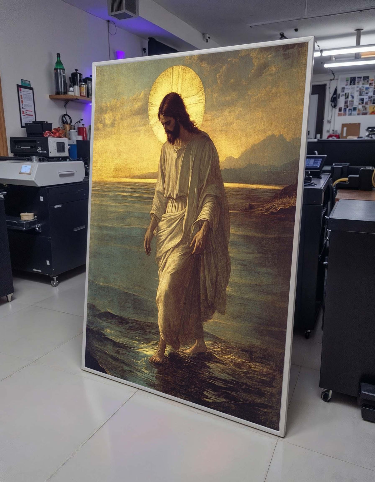 Jesus Walking on Water Canvas, Sacred Art Print, Divine Wall Decor, Inspirational Christian Art, Spiritual Home Decor ,Christian Gift