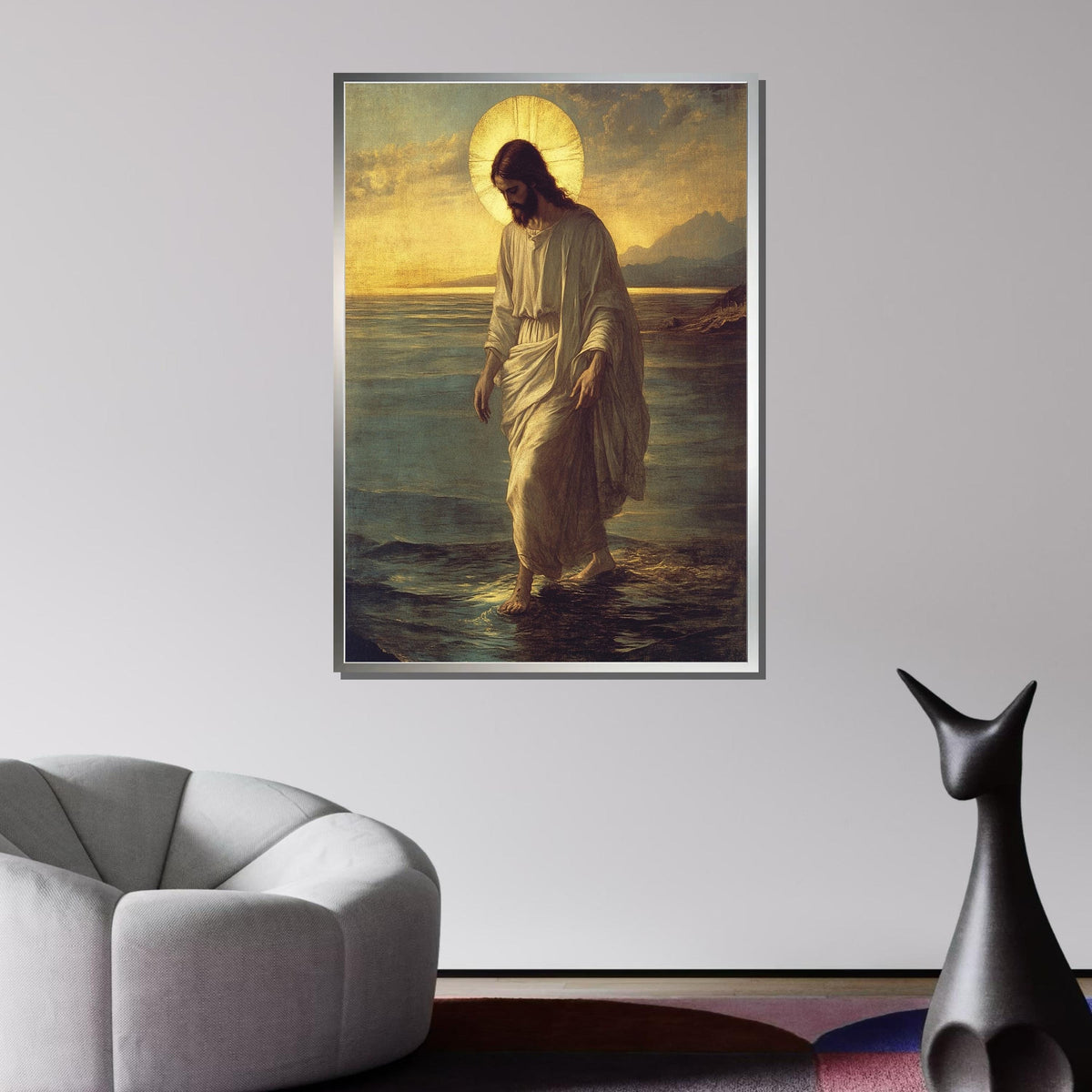 Jesus Walking on Water Canvas, Sacred Art Print, Divine Wall Decor, Inspirational Christian Art, Spiritual Home Decor ,Christian Gift