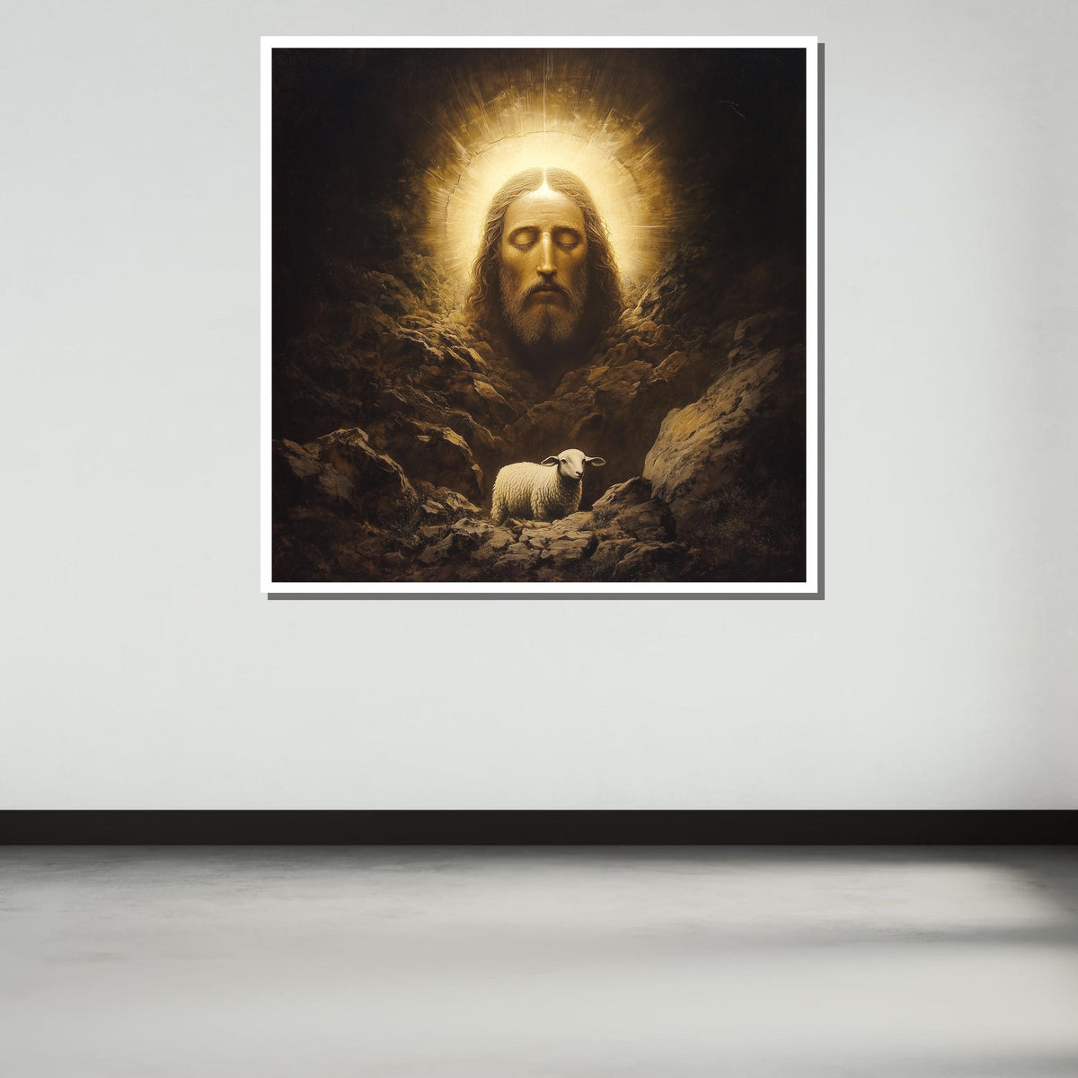 Jesus and the Lost Lamb Canvas, Sacred Christian Art, Spiritual Wall Decor, The Good Shepherd Painting, Religious Artwork ,Christian Gift